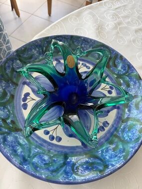 Vintage Murano Art Glass Star bowl and large platter